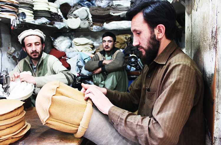 Pakols getting their final shape after stitching