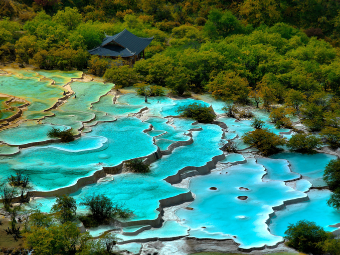 Huanglong Nature Reserve or Yellow Dragon, China