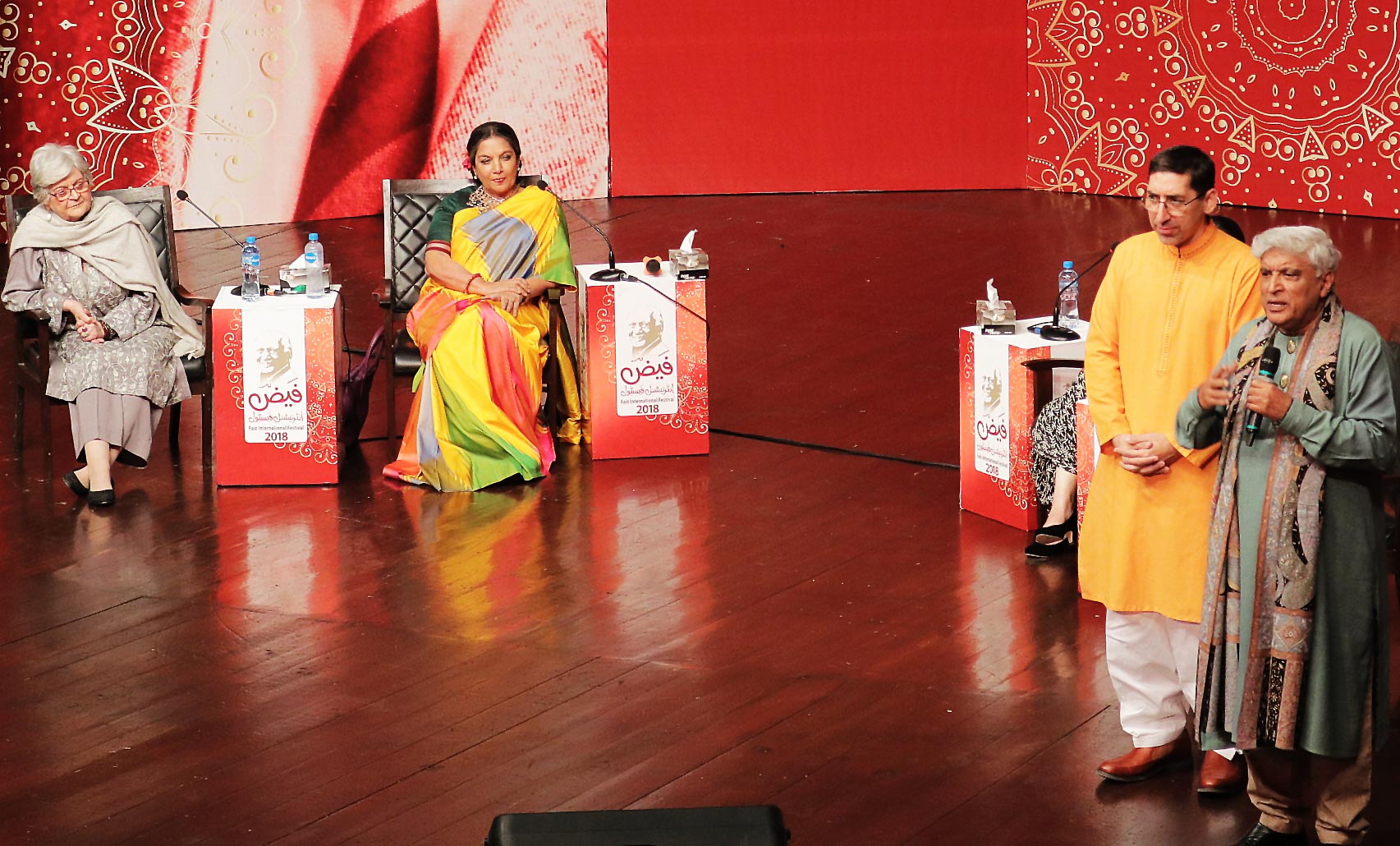 (L-R) Saleema Hashmi, Shabana Azmi, Adeel Hashmi and Javed Akhtar - Faiz International Festival 2018